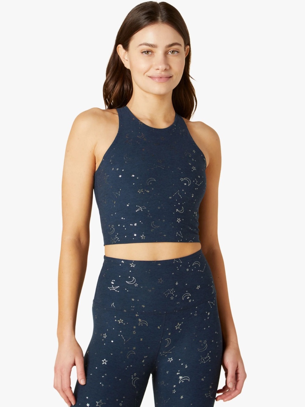 Beyond Yoga Navy Celestial Racerback Crop Tank Top (L)